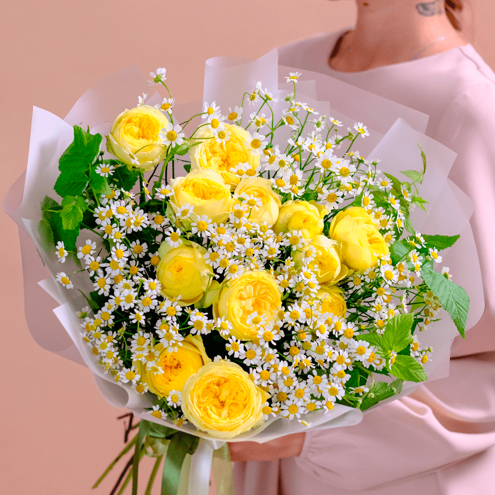 Солнечный букет с ромашками