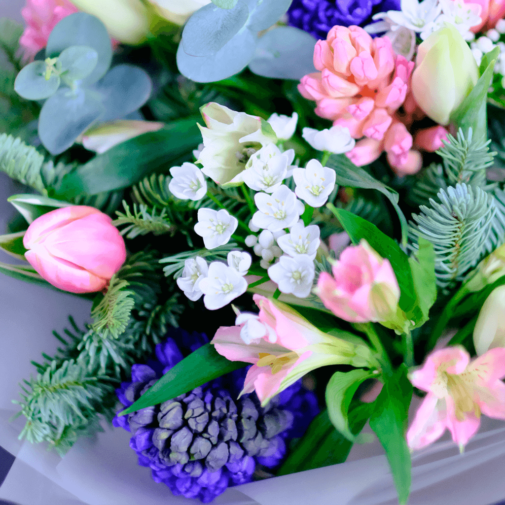 Букет с тюльпанами и гиацинтами