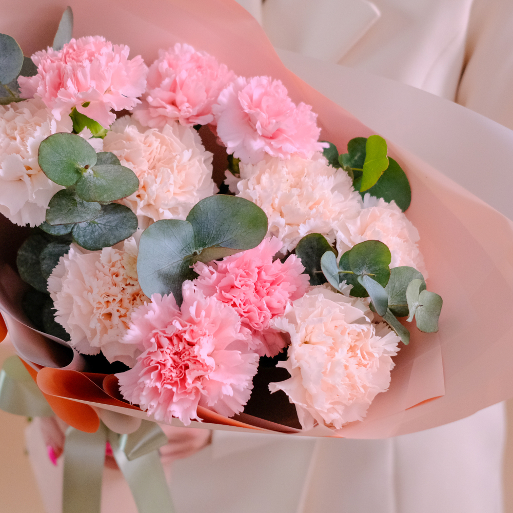 Нежный букет розовых диантусов #949