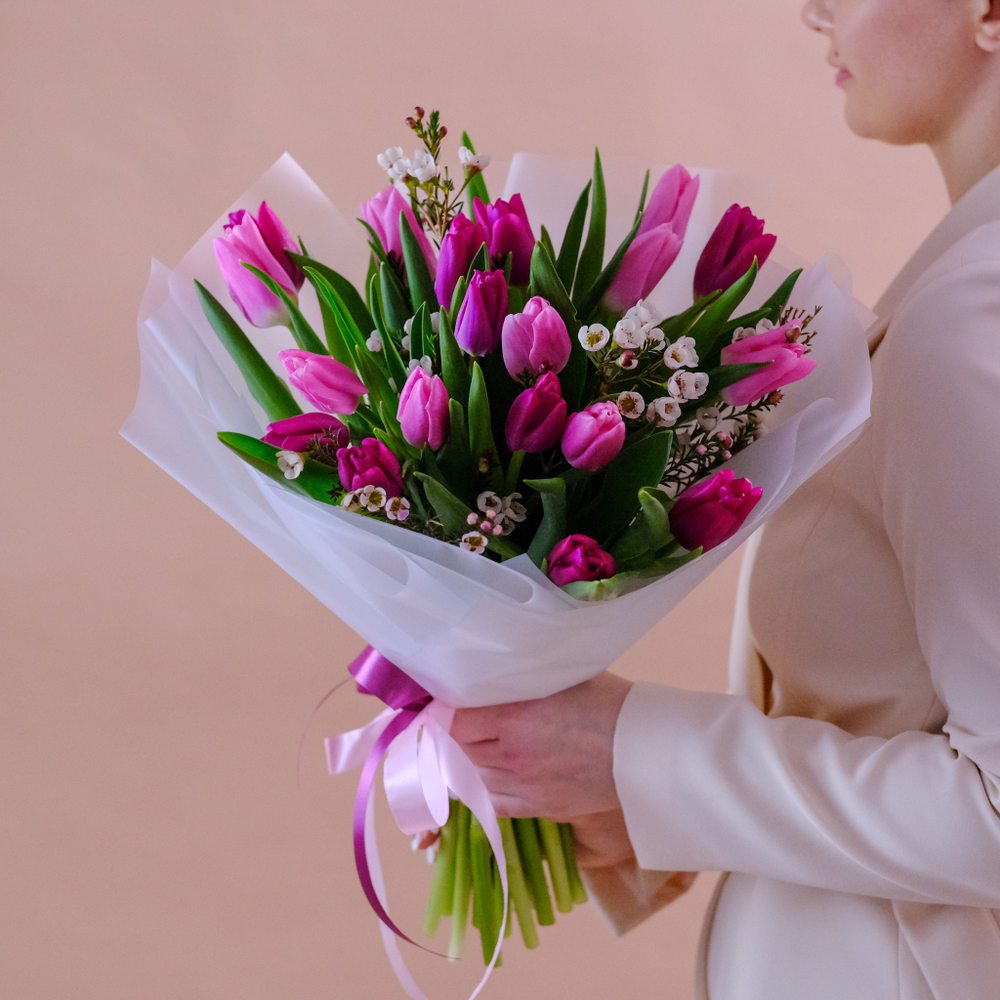 Букет тюльпанов "Малинка"