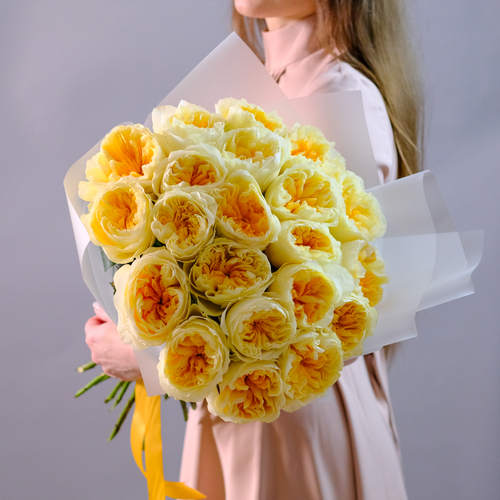 Купить Букет садовых роз Антония Лемон #231