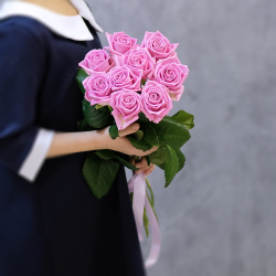 Купить недорогой букет 9 розовых роз Пермь Доставка на дом круглосуточно фотоотчет