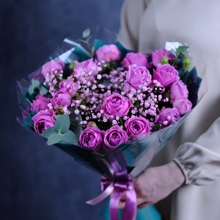 Букет #492 с пионовидными розами "Мисти"