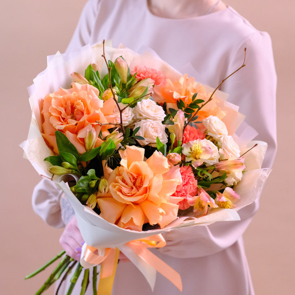 Нежный букет с французскими розами #965