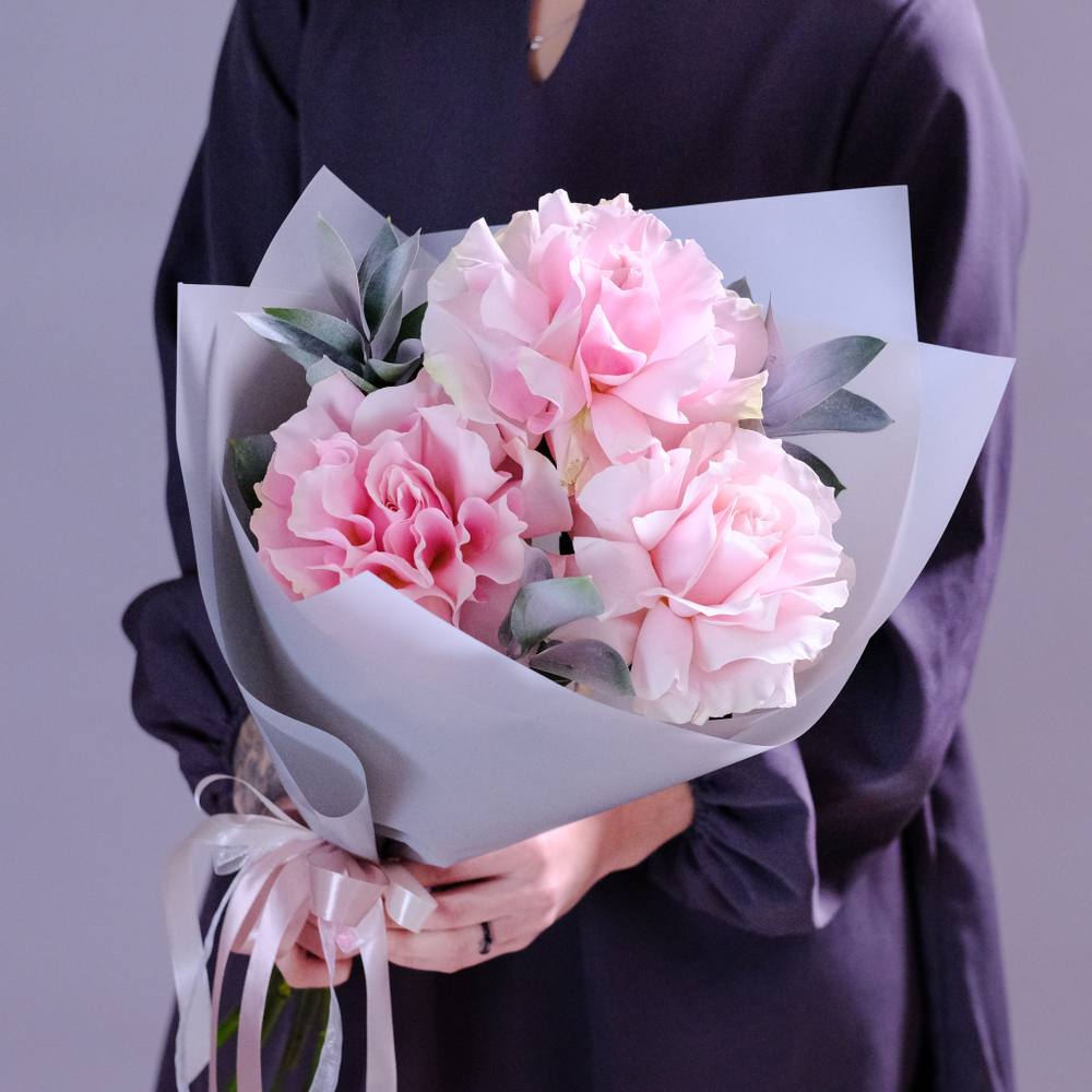 Нежный букет французских роз #123