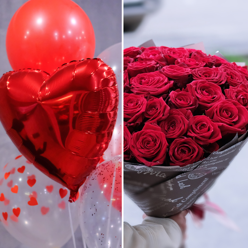 Комбо-набор с красными розами "Любовь" #1