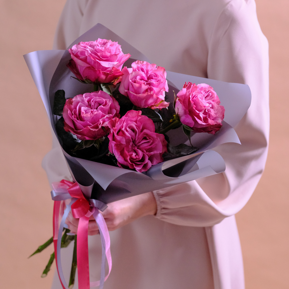 Букет пионовидных роз Country Blues, 5 шт.