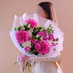 Нежный букет с французской розой Кантри блюз #168