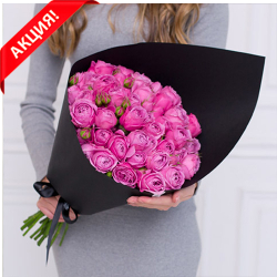 Купить букет 25 розовых кустовых пионовидных роз Мисти Баблс в Перми