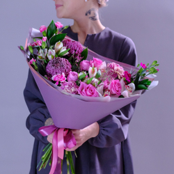 Нежный букет с орхидеями и премиум хризантемами #980