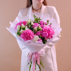 Нежный букет с французской розой Кантри блюз #168