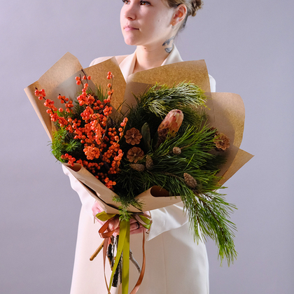 Зимний эко-букет с протеей #339