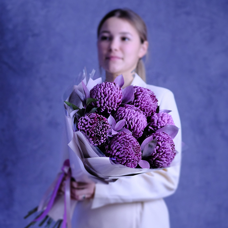 Букет премиальных хризантем Bigoudi Purple