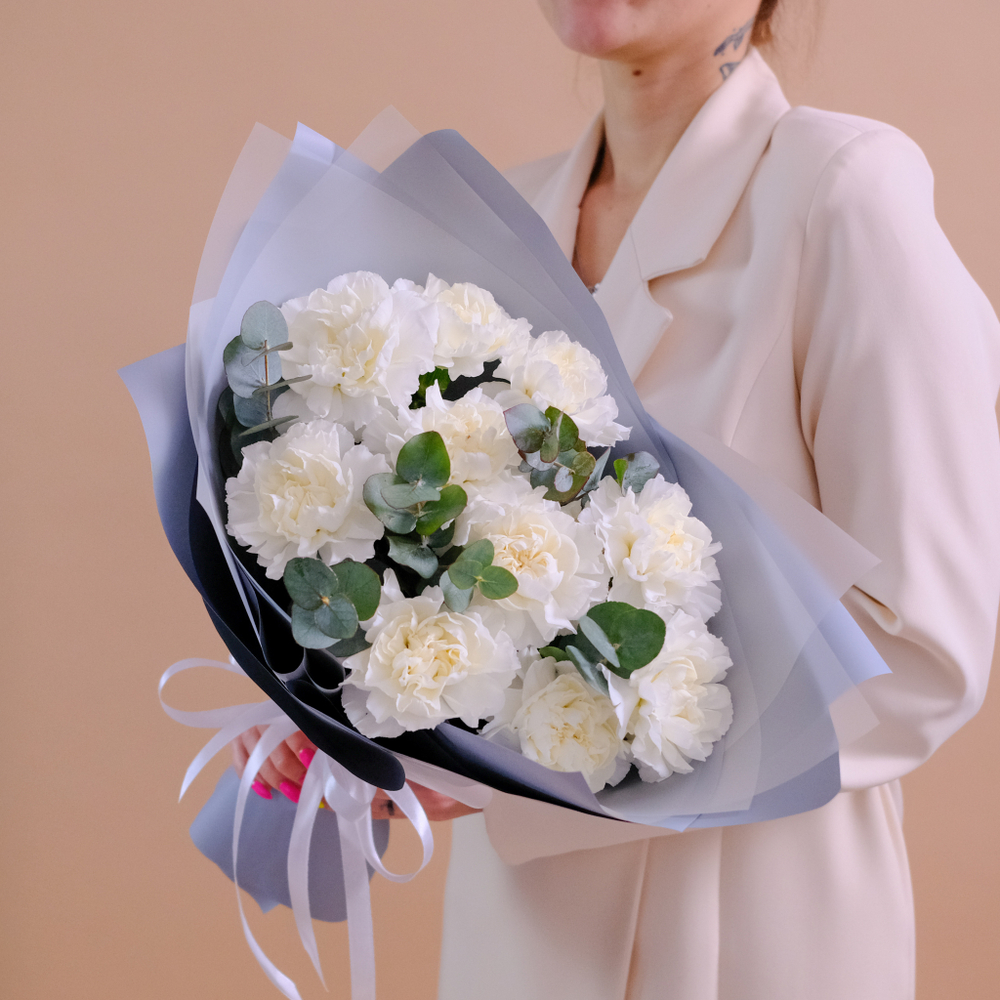 Нежный букет белых диантусов #948