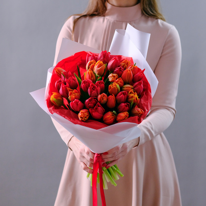 Букет пионовидных тюльпанов "Апельсиновый фреш"