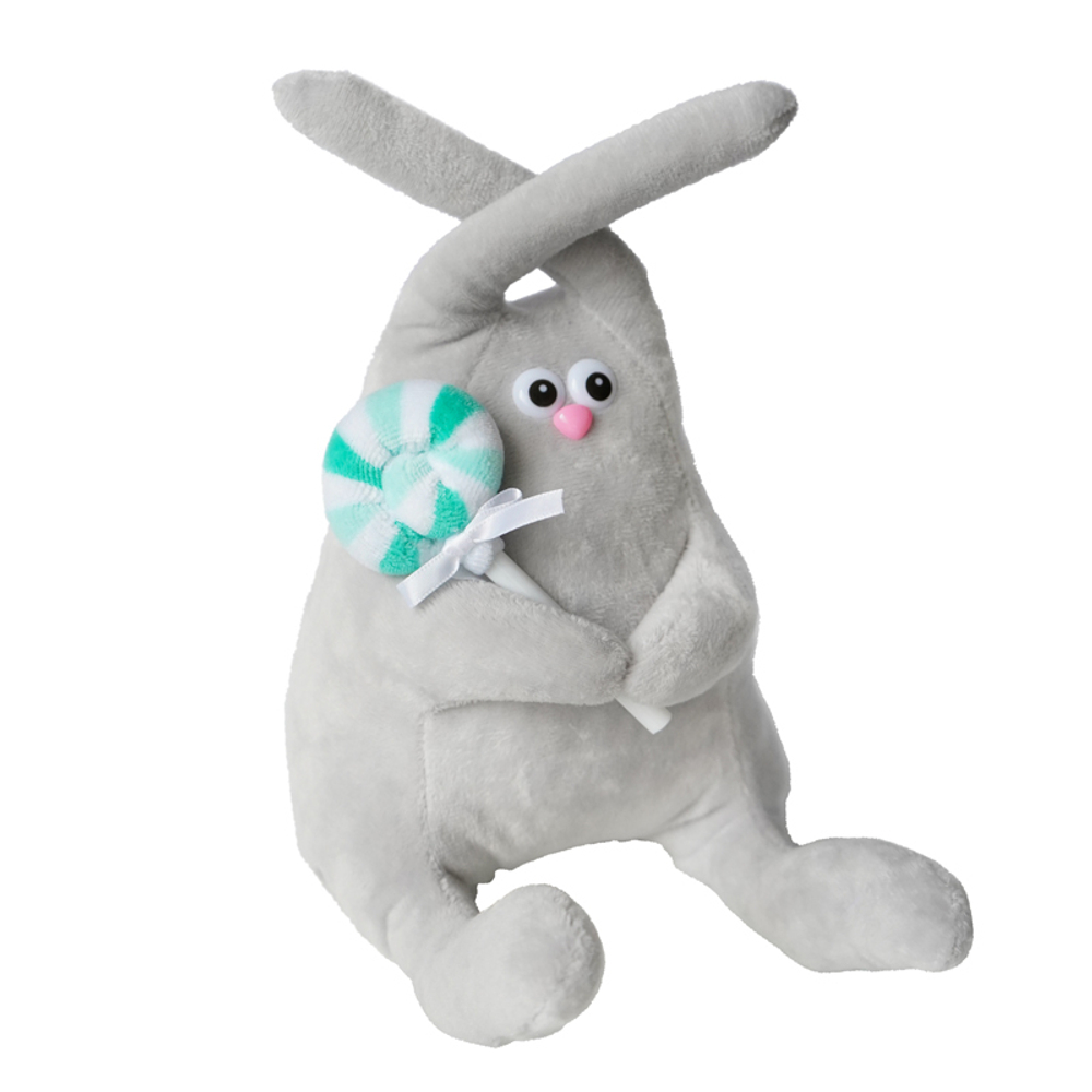 Мягкая игрушка "Ушастик с леденцом" 25см