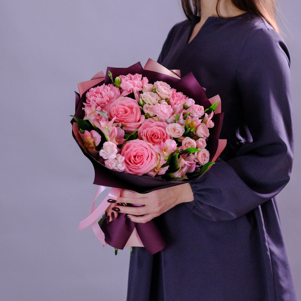 Нежный осенний букет с розой "Софи Лорен" #90