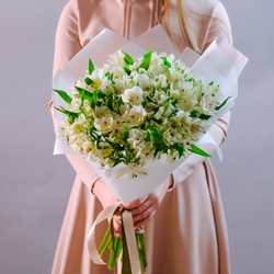 Нежный букет белых альстромерий