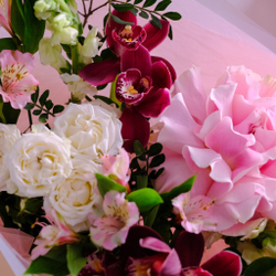 Нежный букет с французской розой и орхидеей #128