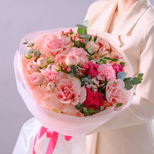 Купить Нежный букет с французскими розами "Десерт" #214