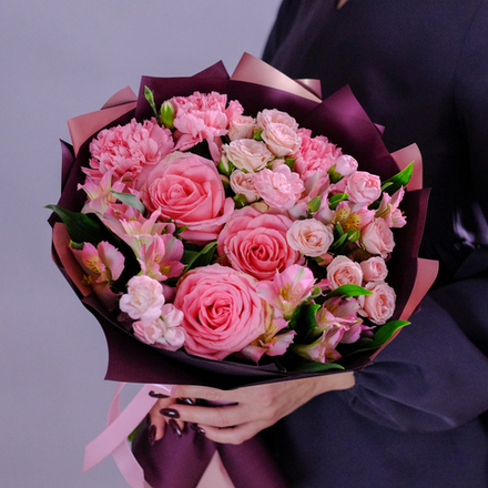 Нежный осенний букет с розой "Софи Лорен" #90