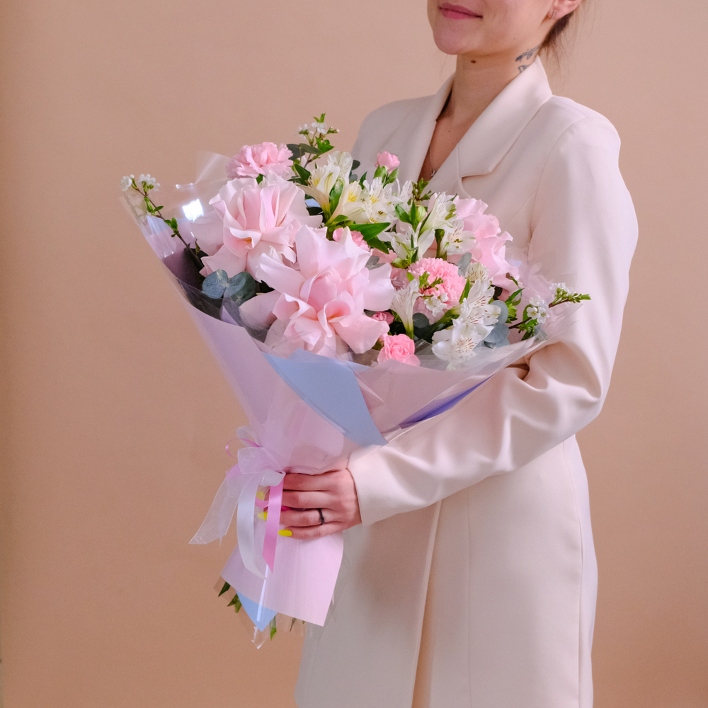 Нежный букет с французскими розами #960