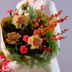 Зимний эко-букет #336 с диантусом