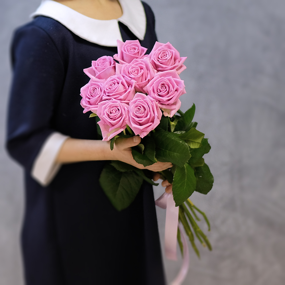 Купить недорогой букет 9 розовых роз Пермь Доставка на дом круглосуточно фотоотчет