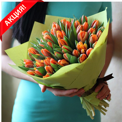 Купить Яркий букет пионовидных тюльпанов