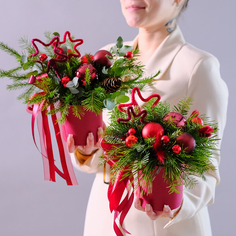 Новогодняя композиция "Бордо" #719