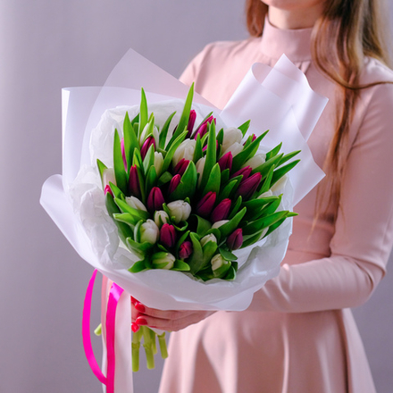 Букет тюльпанов микс "Свидание под луной"