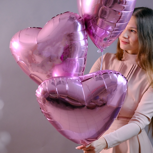 Купить Набор воздушных шаров Розовые сердца