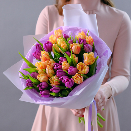Букет пионовидных тюльпанов "Лавандовый раф"