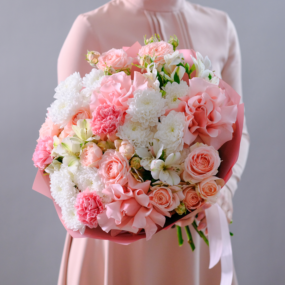 Букет с французскими розами "Быть нежной" #253