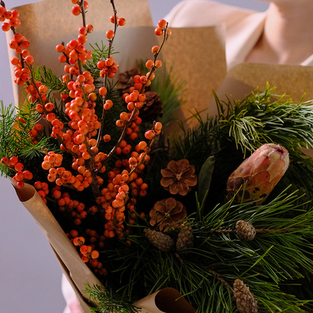 Зимний эко-букет с протеей #339