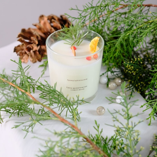 Купить Свеча ароматическая в стакане "Новогодняя" 250мл. В ассортименте