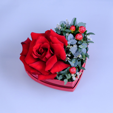 Композиция-сердце #383 с французской розой