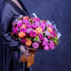 Букет пионовидных роз «Карамель» #406