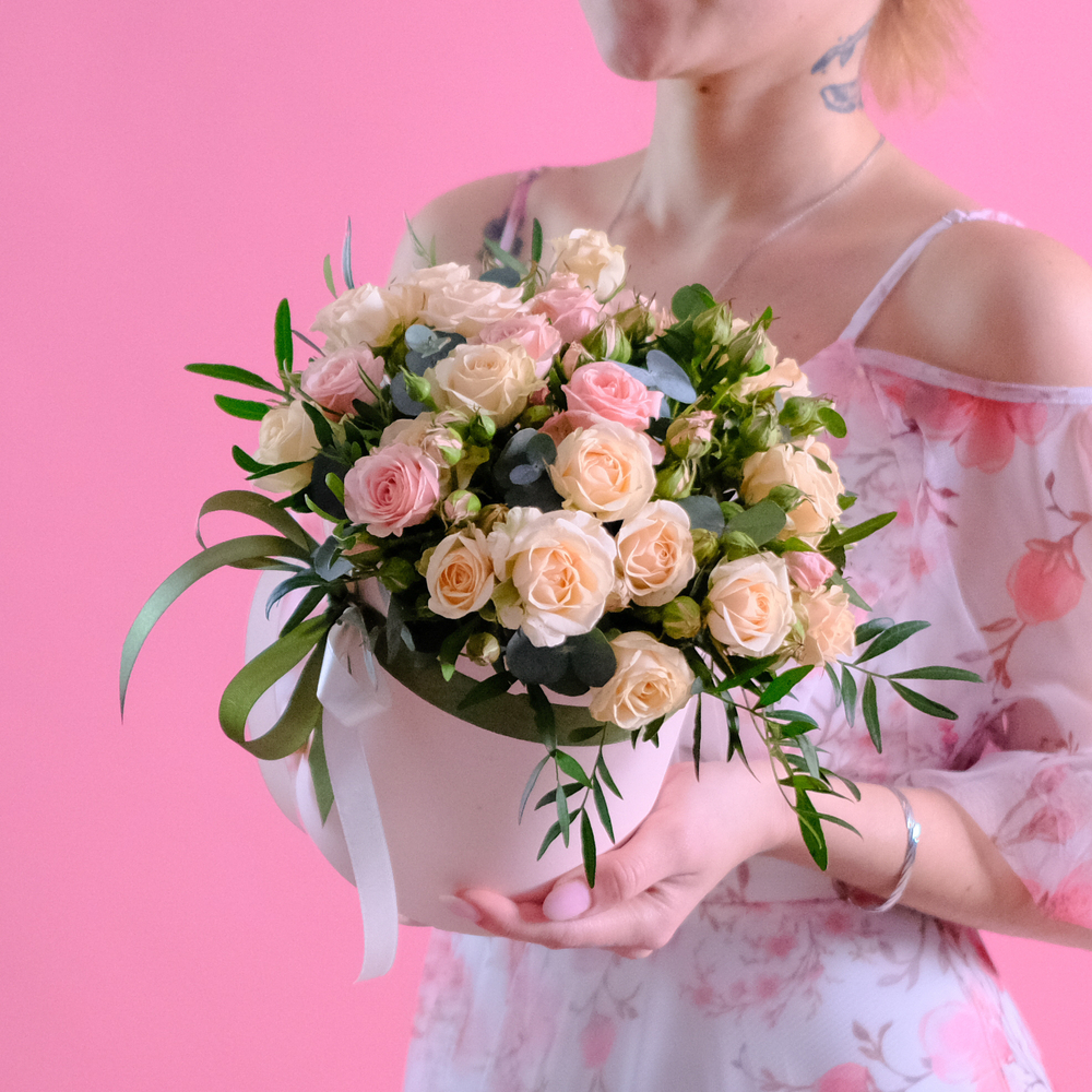 Нежная композиция #931 с кустовыми розами