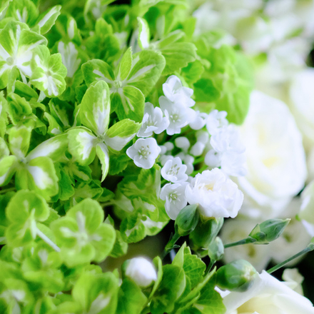 Букет #380 с гортензией и белыми розами