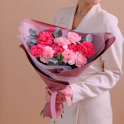 Яркий букет розовых диантусов #961