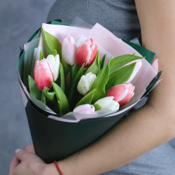 Букет 9 тюльпанов микс