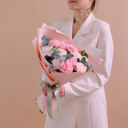 Нежный букет розовых диантусов #949