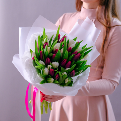 Купить Букет тюльпанов микс "Свидание под луной"