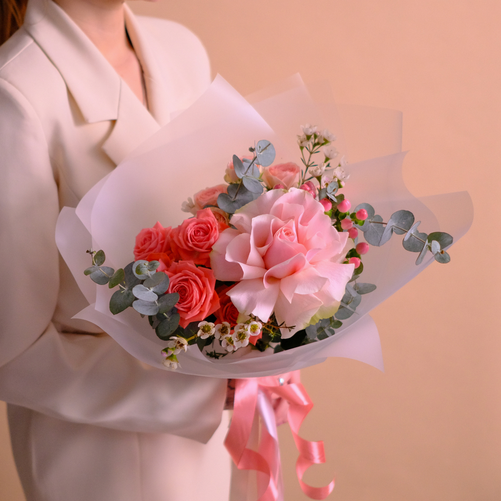 Нежный букет с французскими розами #745
