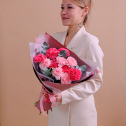 Яркий букет розовых диантусов #961