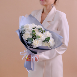Нежный букет белых диантусов #948