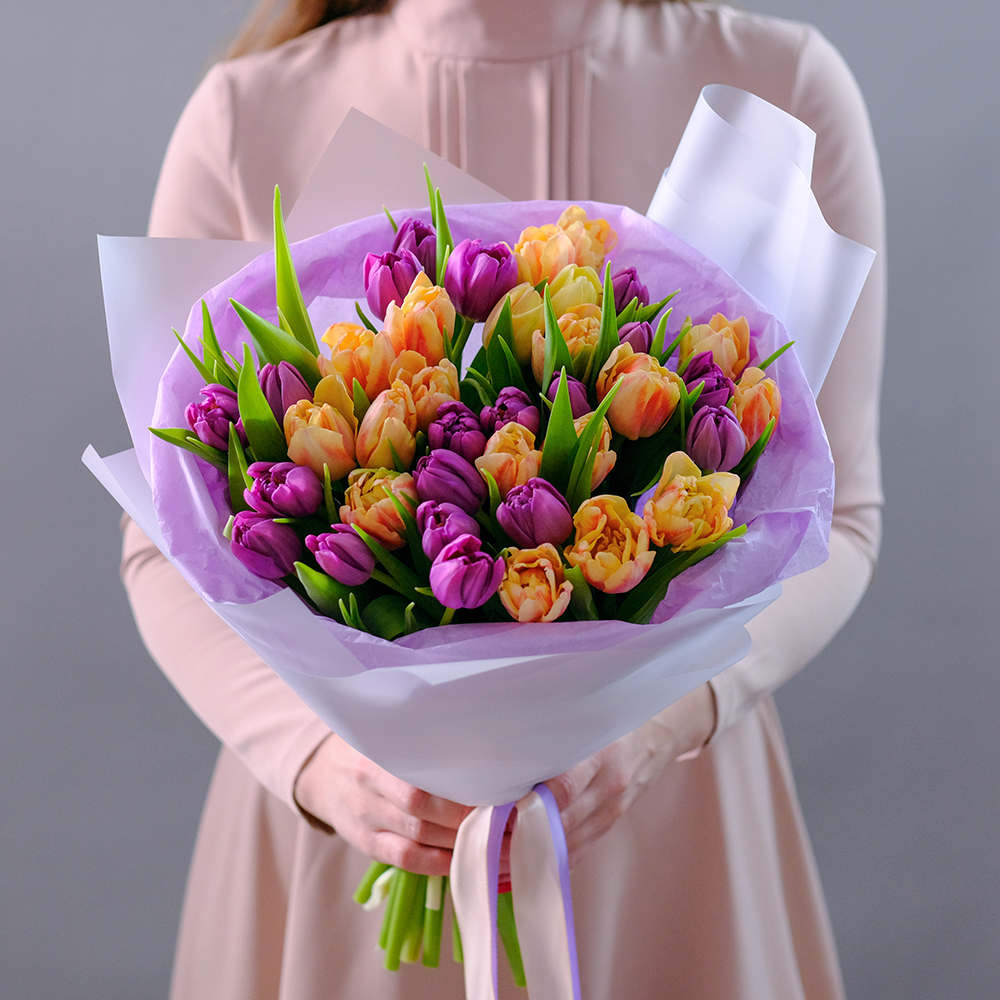 Букет пионовидных тюльпанов "Лавандовый раф"