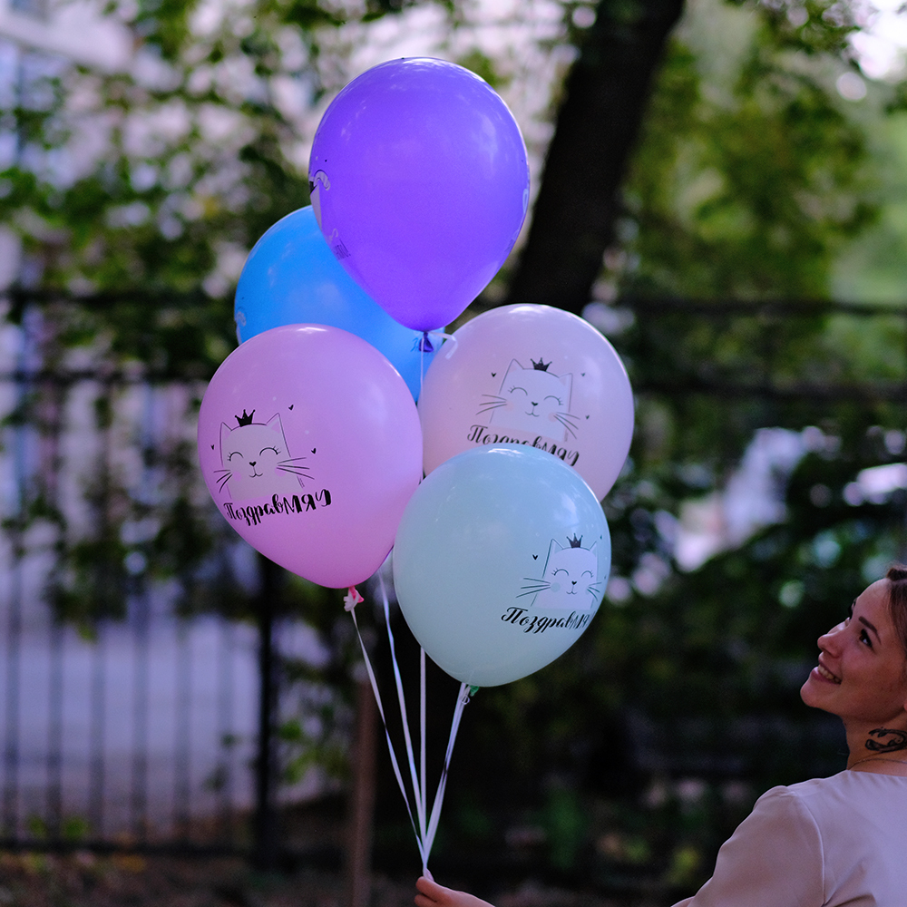 Воздушные шары "С днем рождения" Кошка Мэри