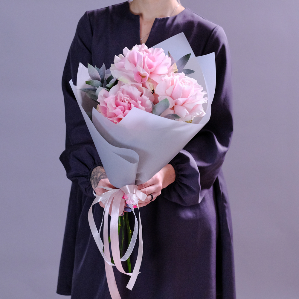 Нежный букет французских роз #123